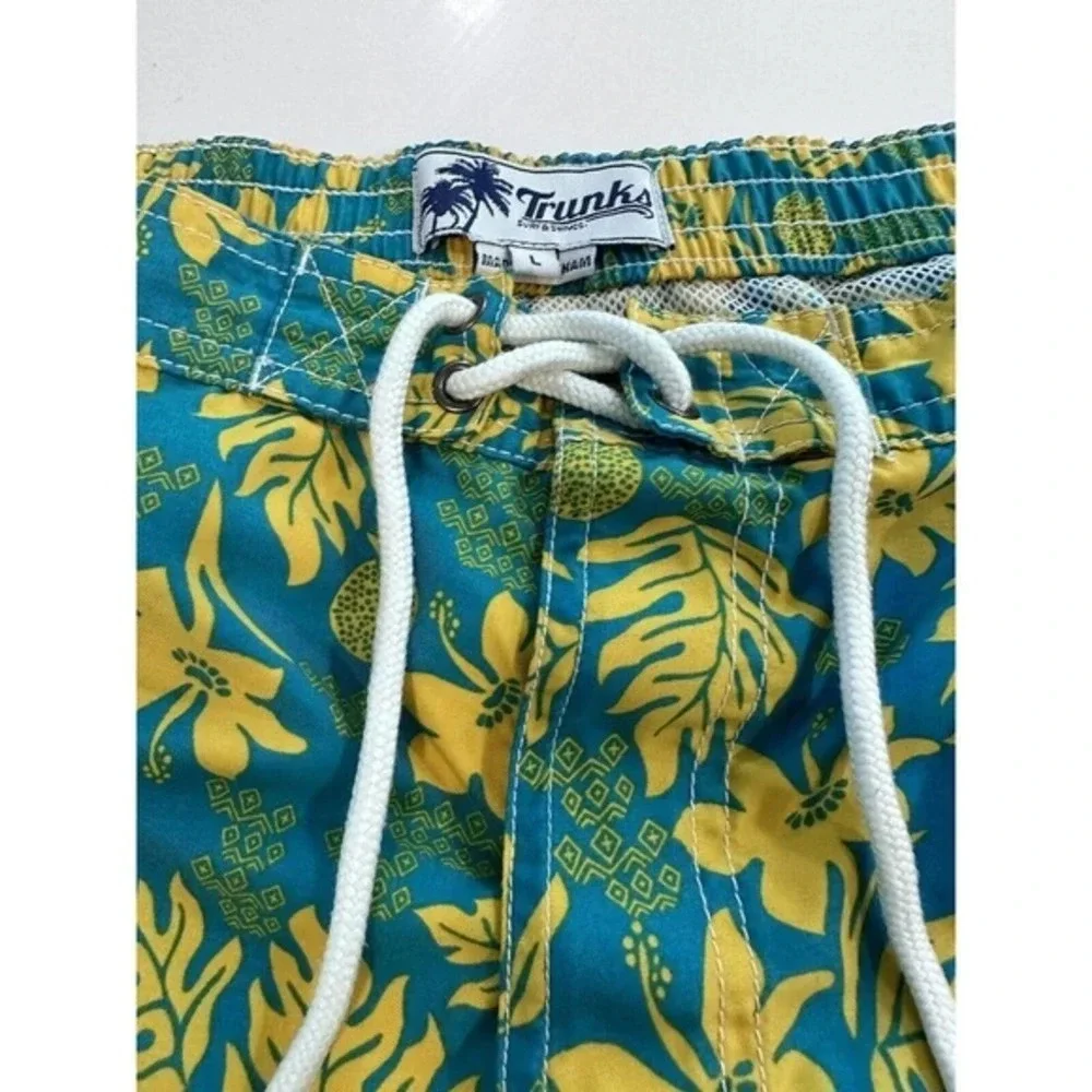 Trunks Surf & Swim Co. Men's Yellow & Teal Swim Trunks Shorts Size 34‎ F0298
